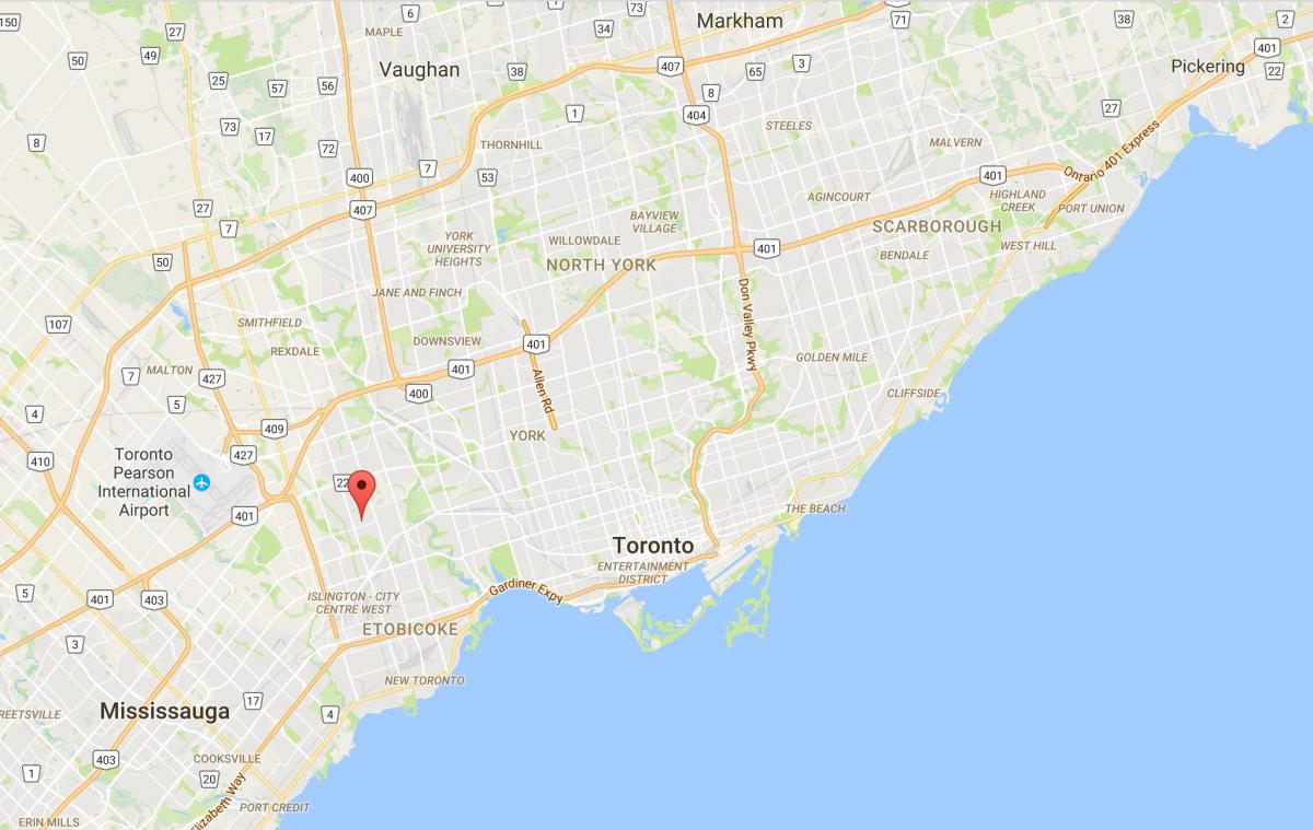 Mapa Thorncrest dzielnicy Toronto