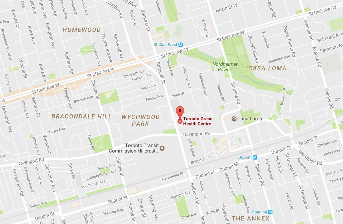 Mapa Toronto centrum zdrowia łaska 
