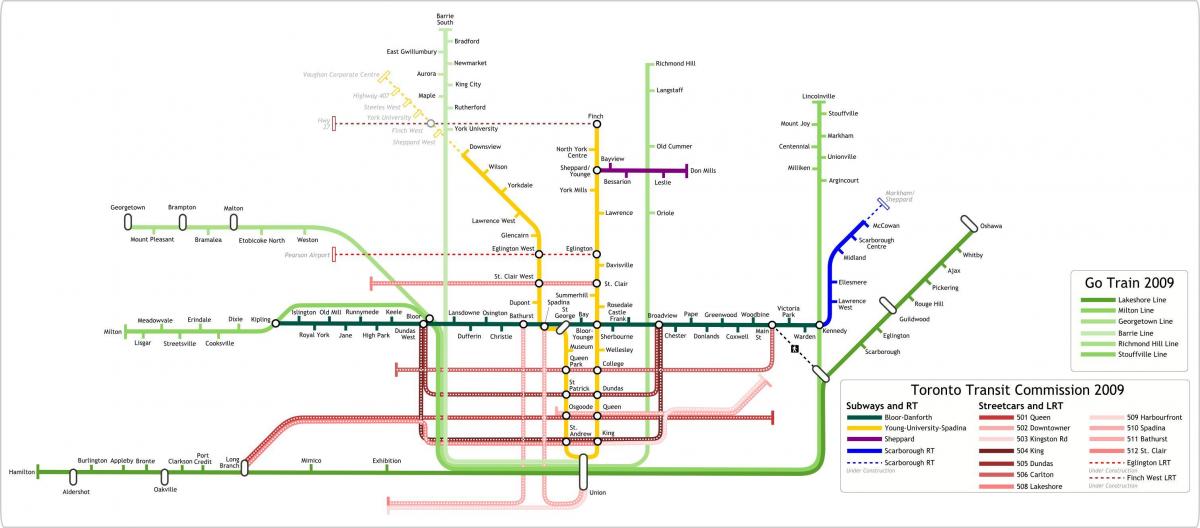 Mapa Toronto idą pociągu