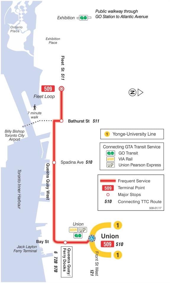 Mapa tramwajową linię 509 Харборфронт
