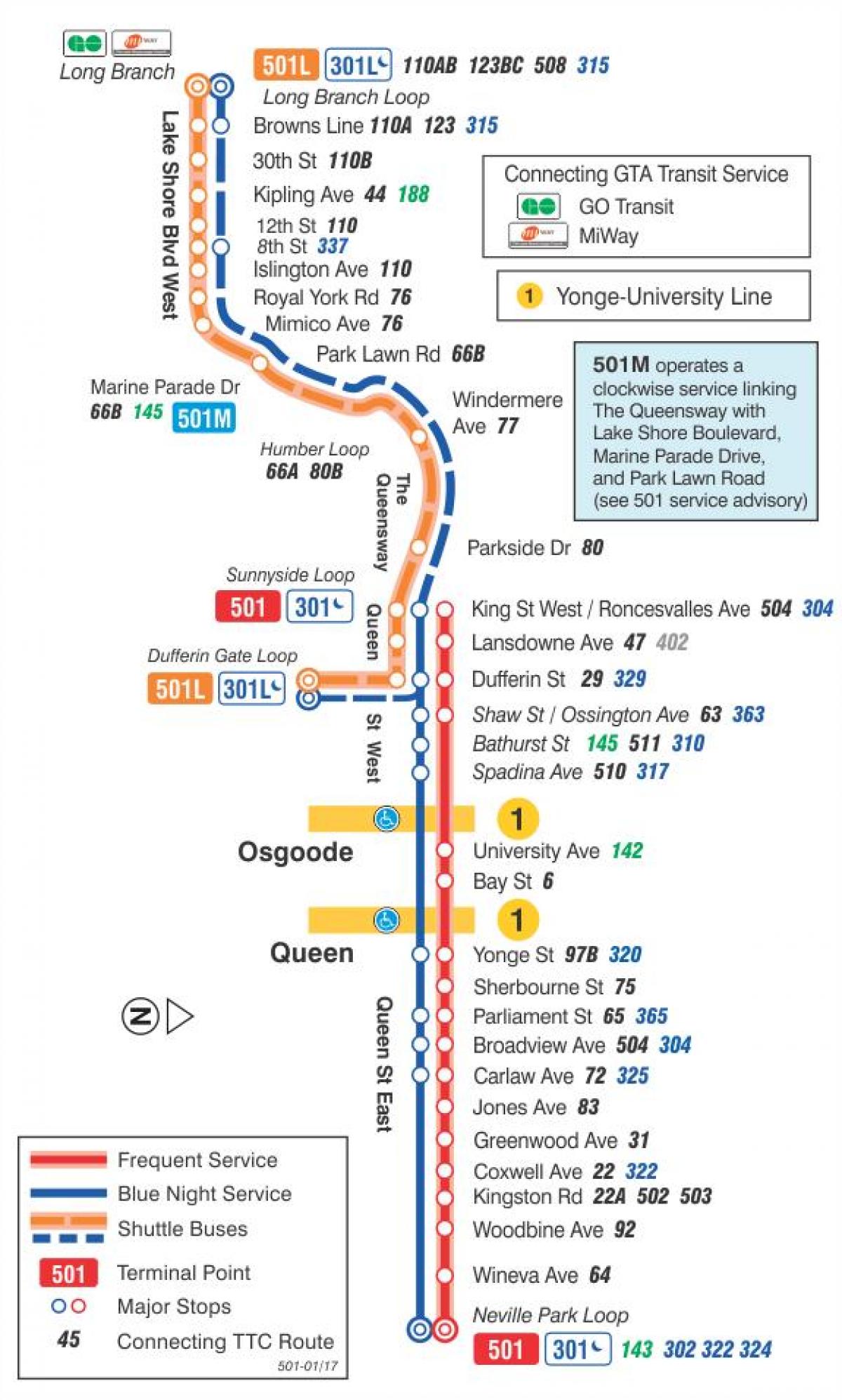 Mapa tramwajową linię 501 Królowa