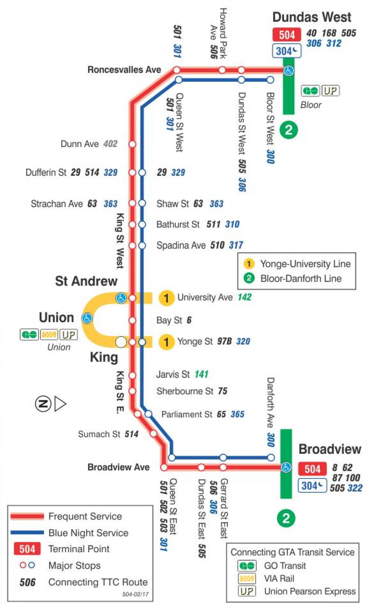 Mapa tramwajową linię 504 króla