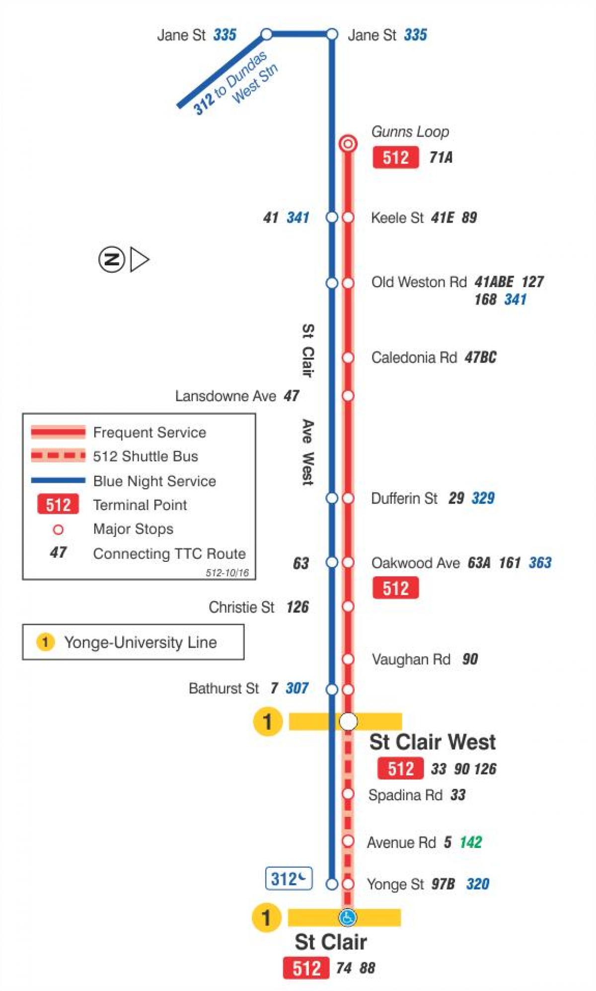Mapa linii tramwajowych St-512 Claire