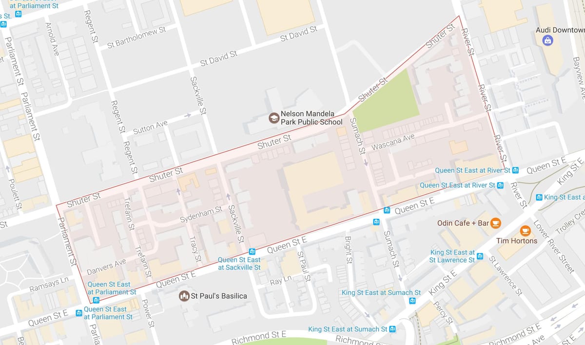 Mapa Trefann sądowych dzielnicy Toronto