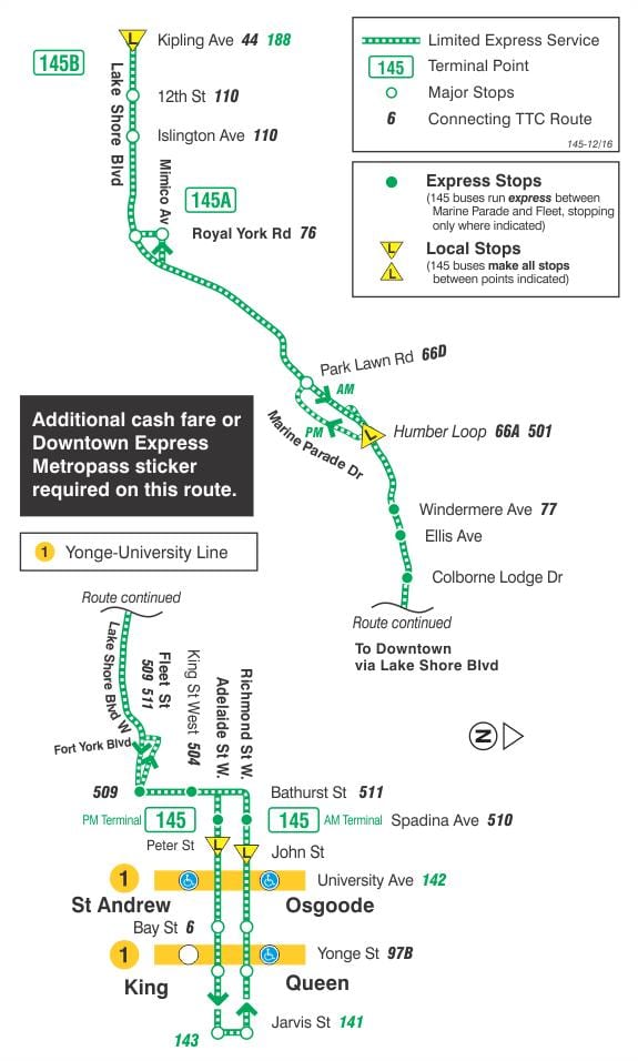 Mapa TTS 145 miasta / humber do atlantyku zatokę Express-bus Toronto