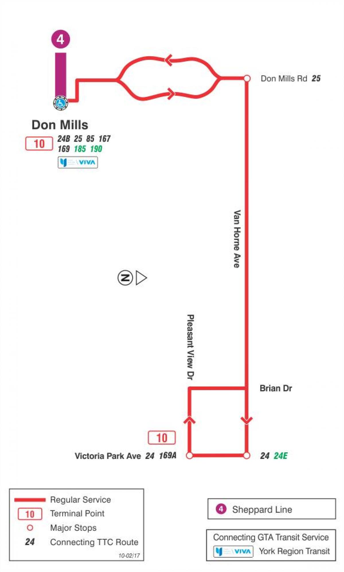 Mapa TTS 10 Van Horn autobus na trasie Toronto