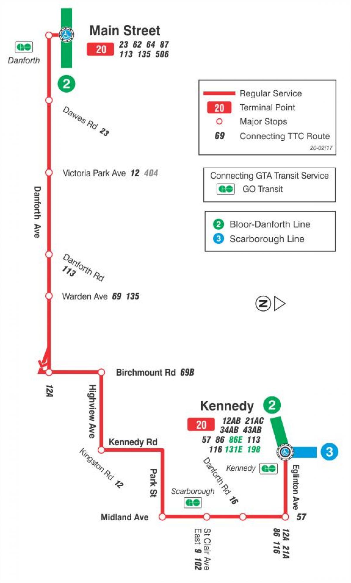 Mapa TTS 20 Cliffside autobus na trasie Toronto