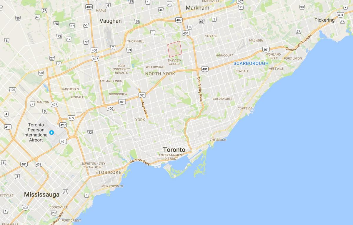 Mapa ulic bayview-Woods – Стилс dzielnica Toronto