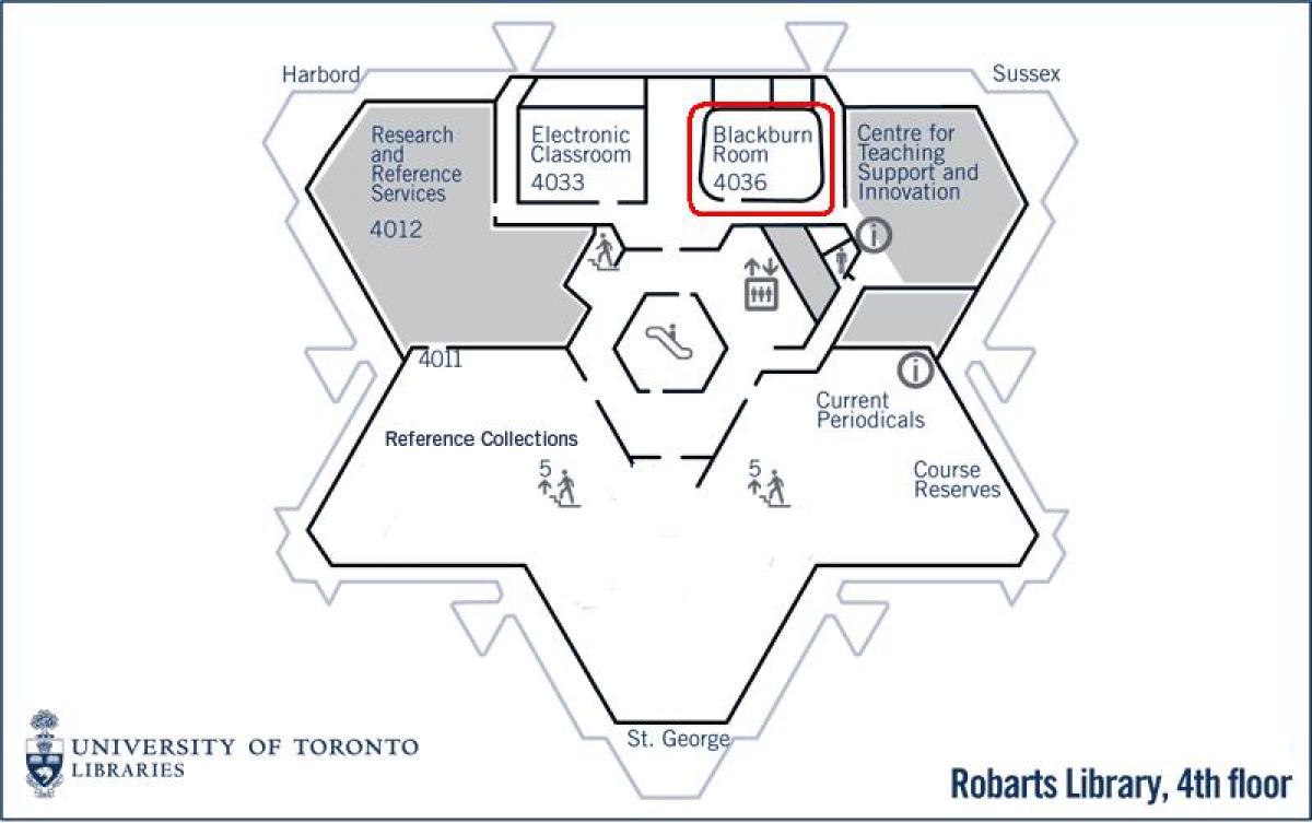 Mapa uniwersytetu w Toronto Робартс bibliotece Blackburn 