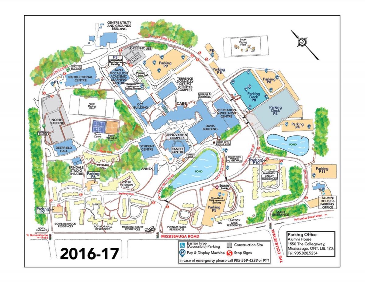 Mapa uniwersytetu w Toronto Миссисауга parking