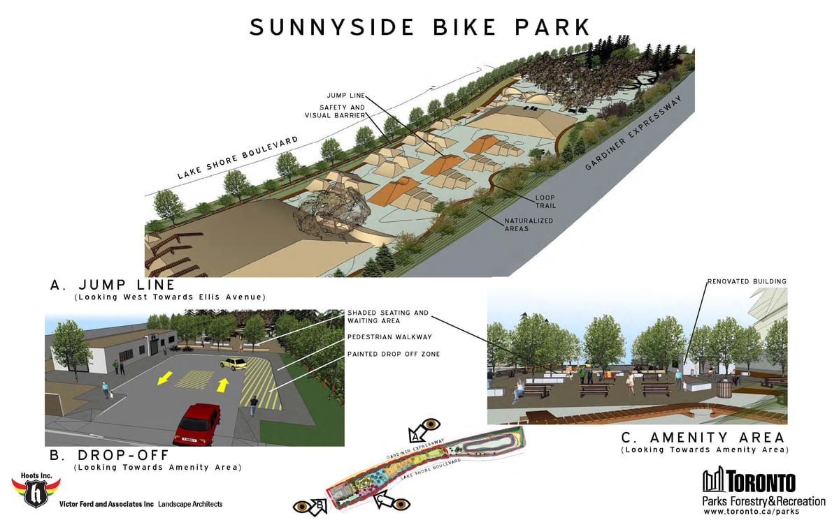Mapa słońcu Bike park w Toronto skakać linii