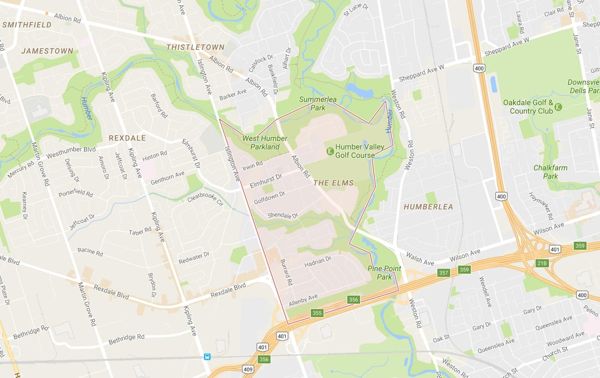 Mapa okolic Wiązów Toronto