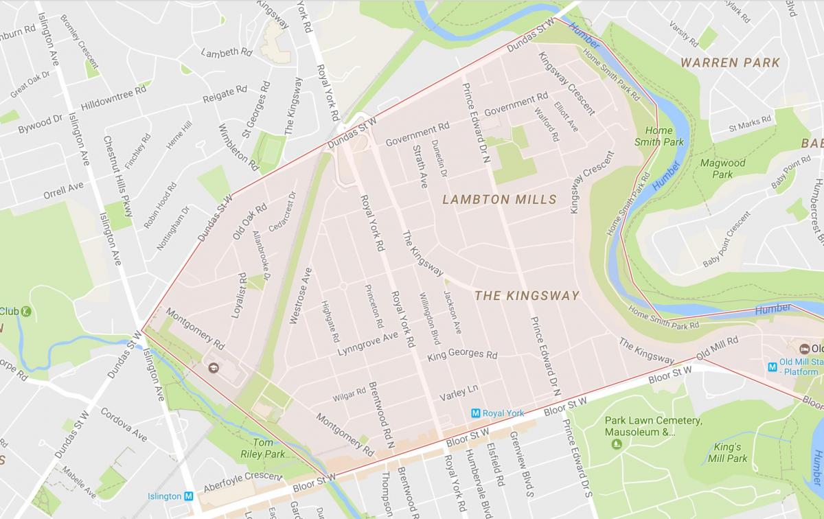 Mapa Кингсвэй dzielnicy Toronto