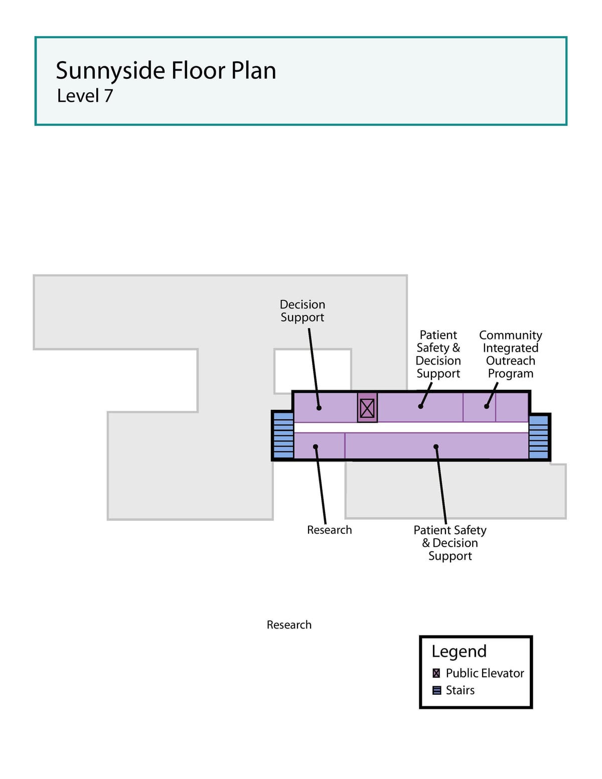 Mapa Świętego Józefa medical center w Toronto Sunnyside (waszyngton poziom 7