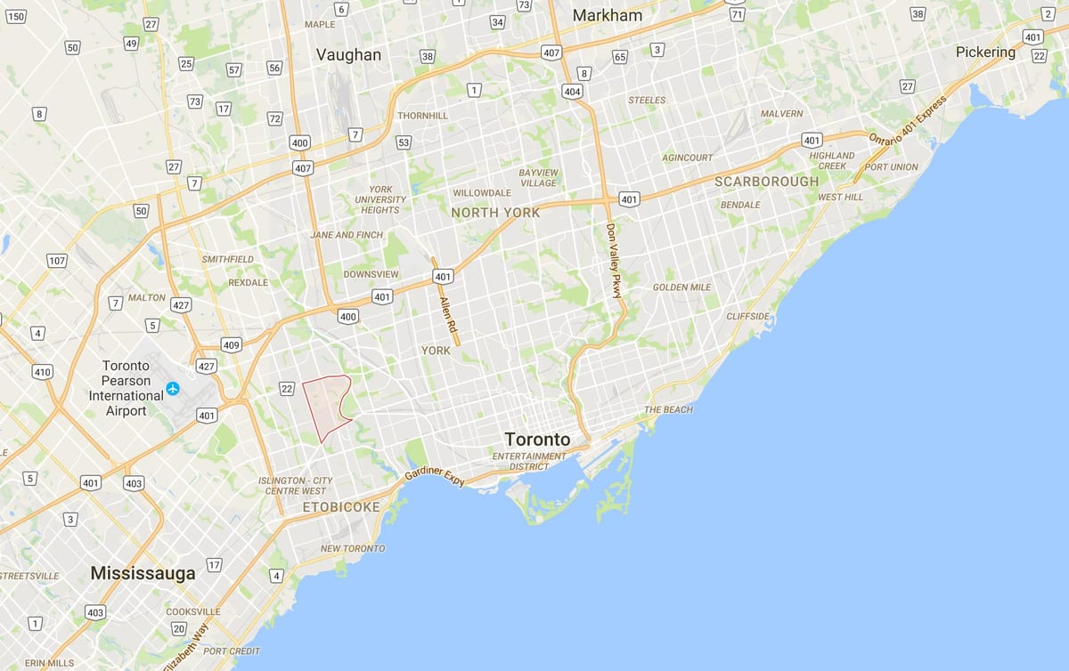 Mapę wieś Dolina humber do atlantyku dzielnica Toronto