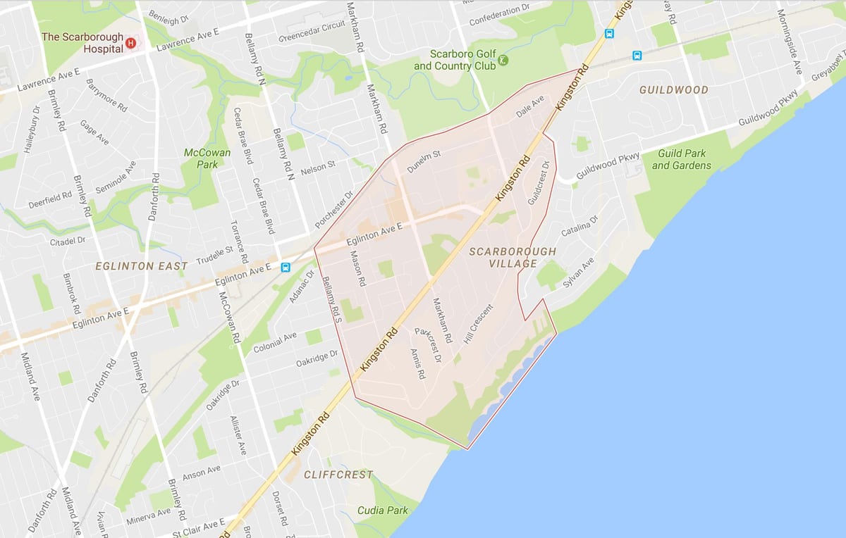 Mapa miejscowości Scarborough dzielnicy Toronto
