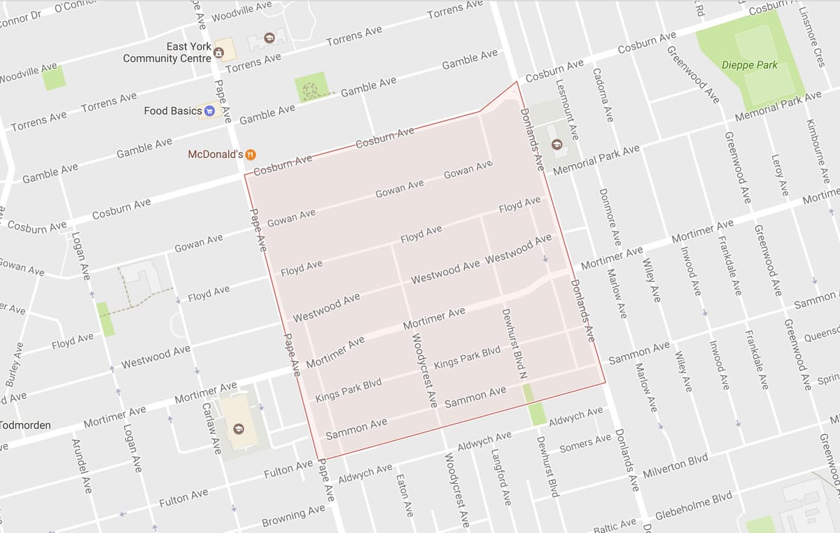 Mapę wieś tacie dzielnicy Toronto