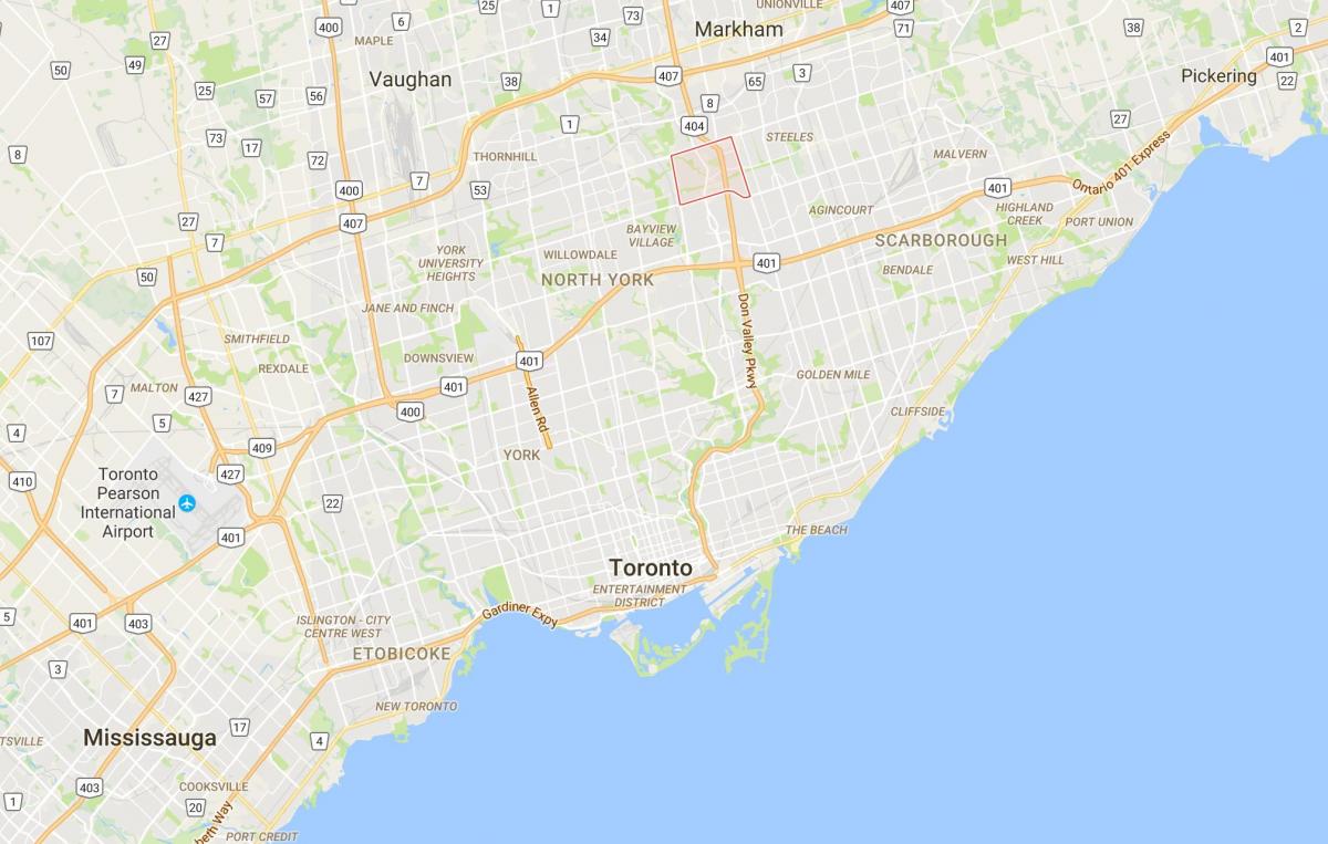 Mapa Hillcrest dzielnicy Toronto