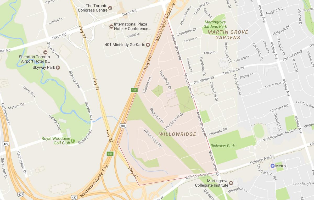 Mapa Willowridge dzielnicy Toronto