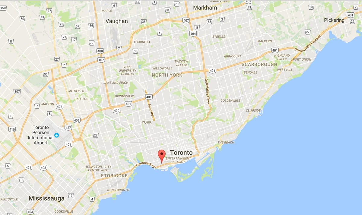Mapa Liberty dzielnicy Toronto