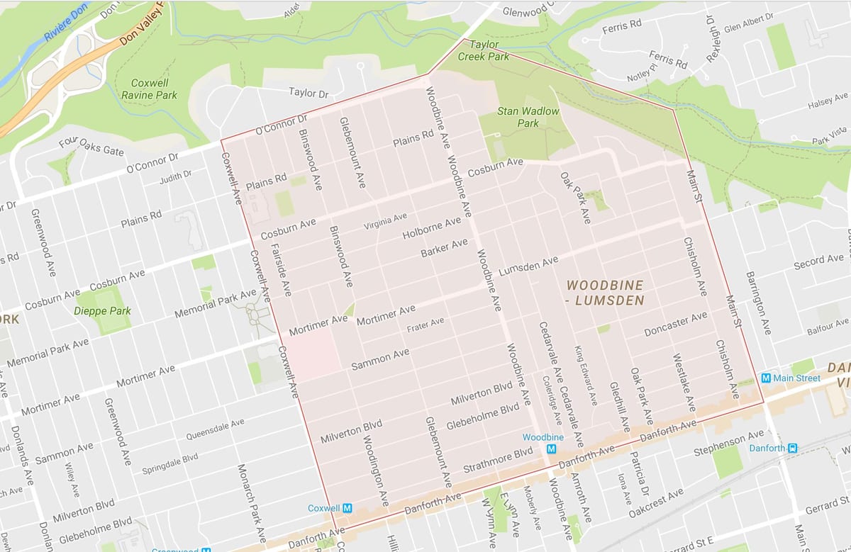 Mapa Woodbine wysokości okolicy Toronto