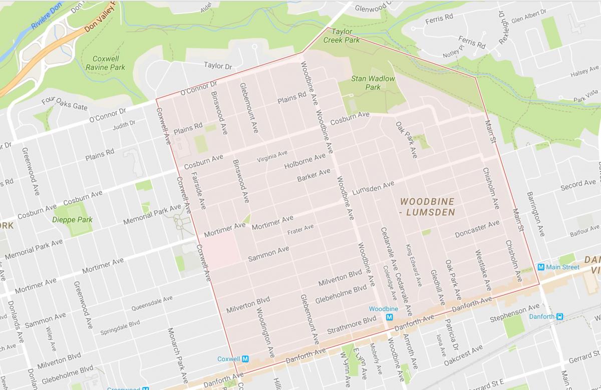 Mapa Woodbine wysokości okolicy Toronto