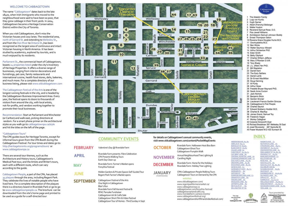 Mapa zdarzeń Cabbagetown Toronto