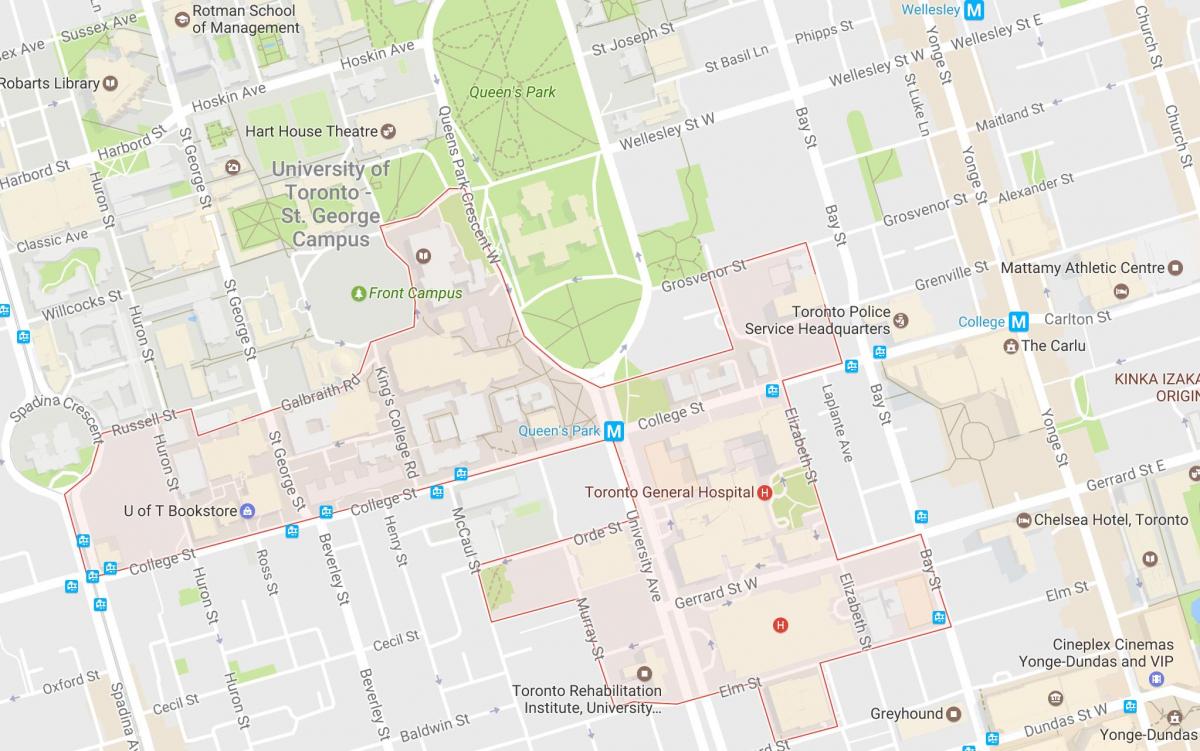 Mapa odkryć obszar dzielnicy Toronto
