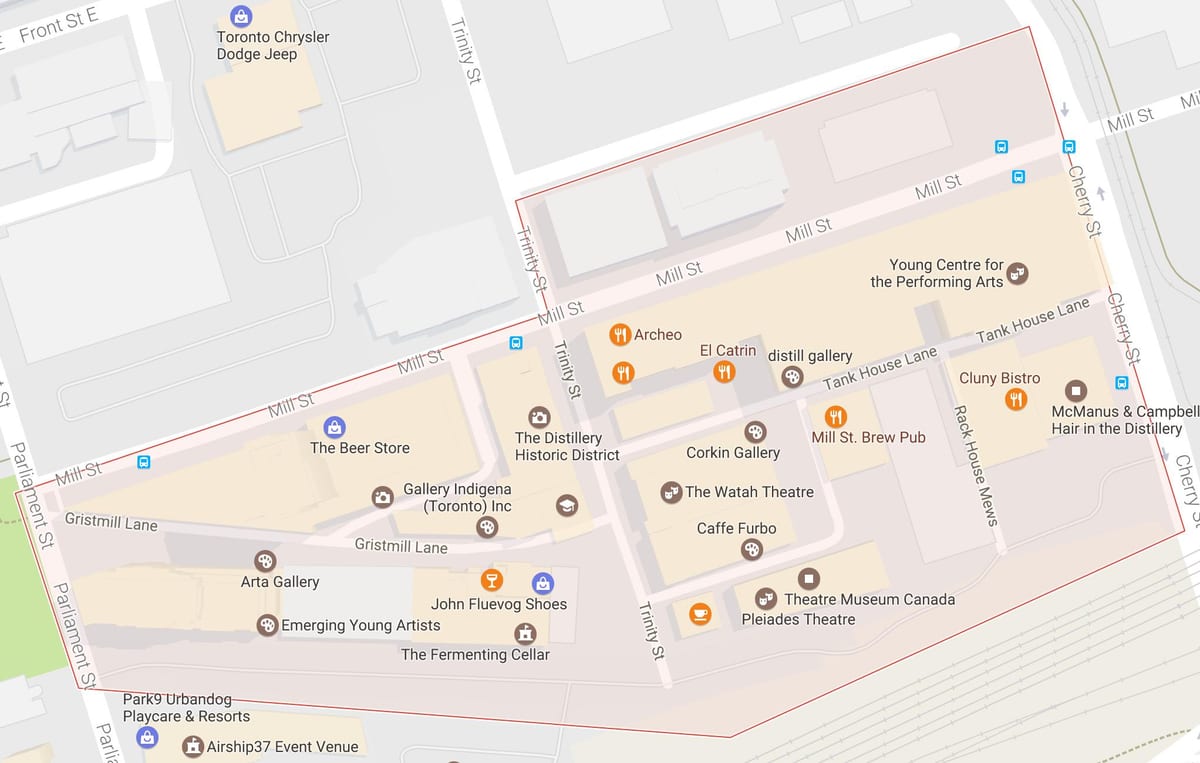 Mapa Destylarnie powiat dzielnicy Toronto