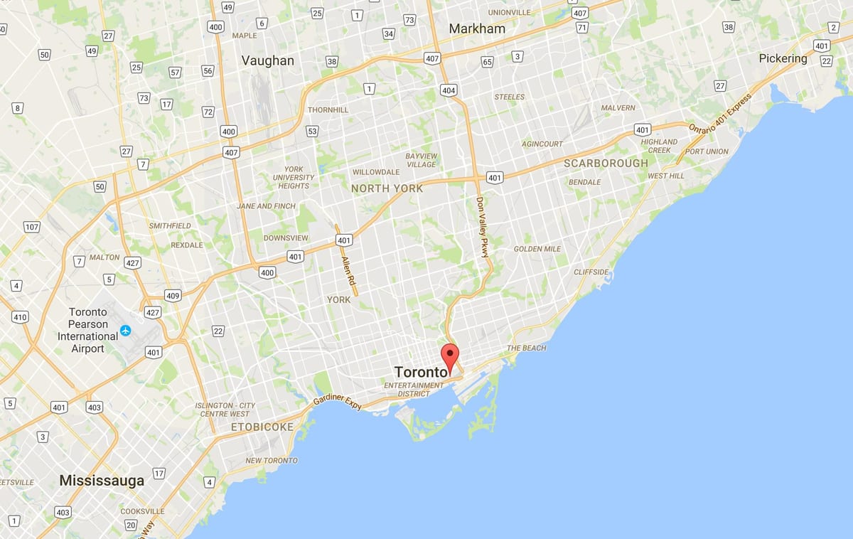 Mapa Destylarnie dzielnicy Toronto