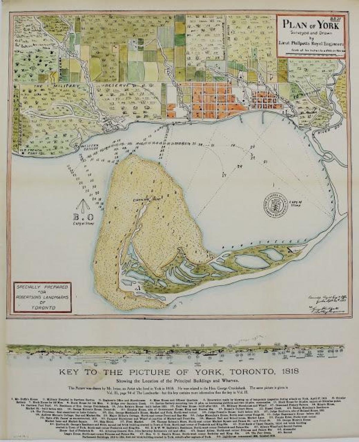 Mapa York Toronto 1787-1884 kreskówek wersji