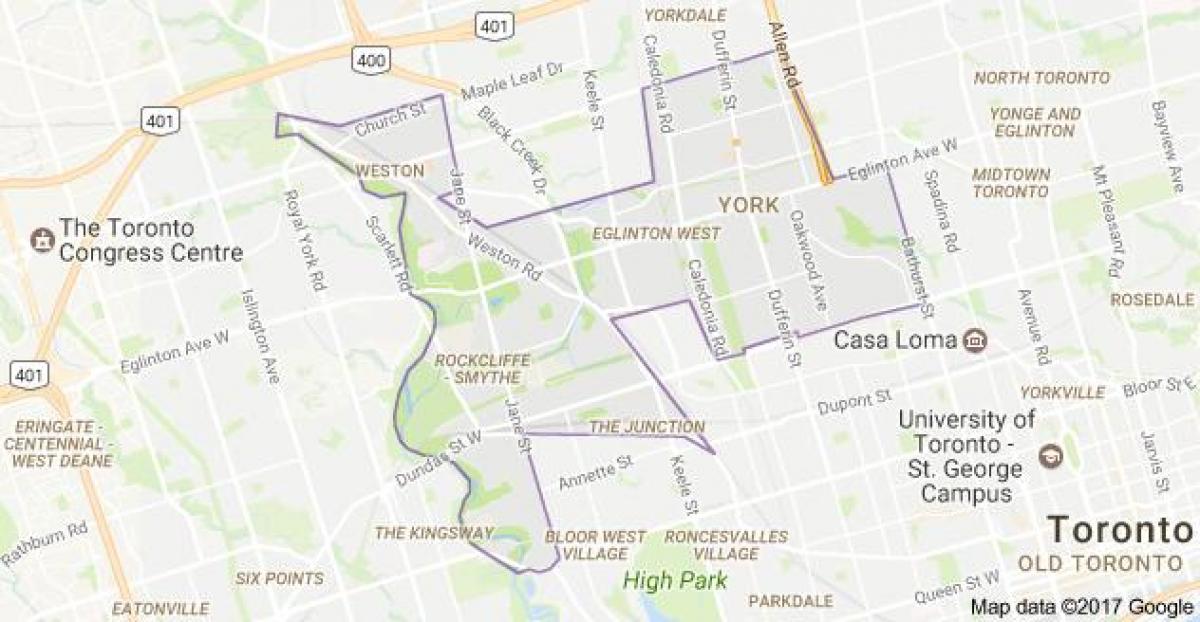 Mapa Jork, Toronto, Kanada