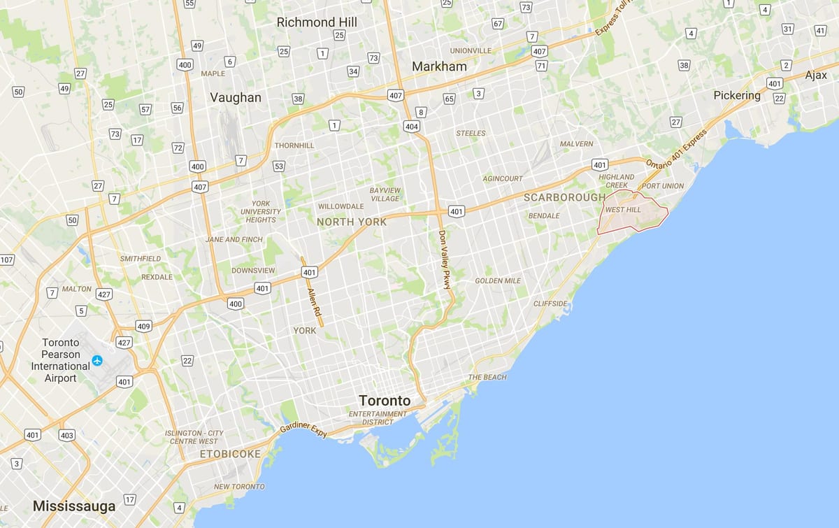 Mapa West Hill Toronto