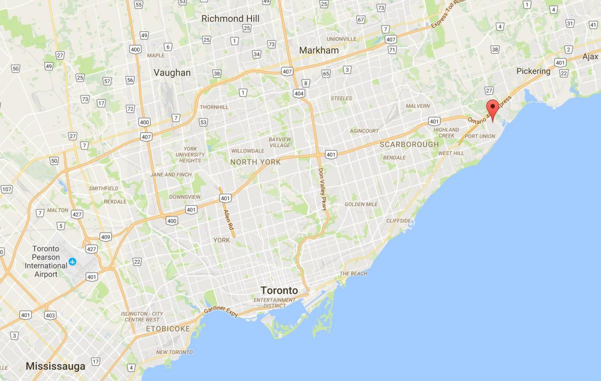 Mapa Zachodnio-Rouge dzielnicy Toronto