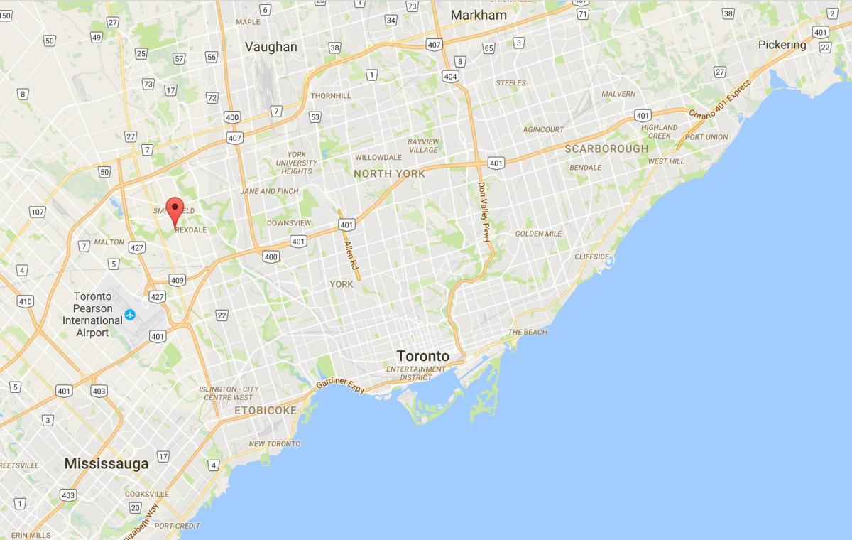Mapa Zachodniego humber do atlantyku-Clairville dzielnica Toronto