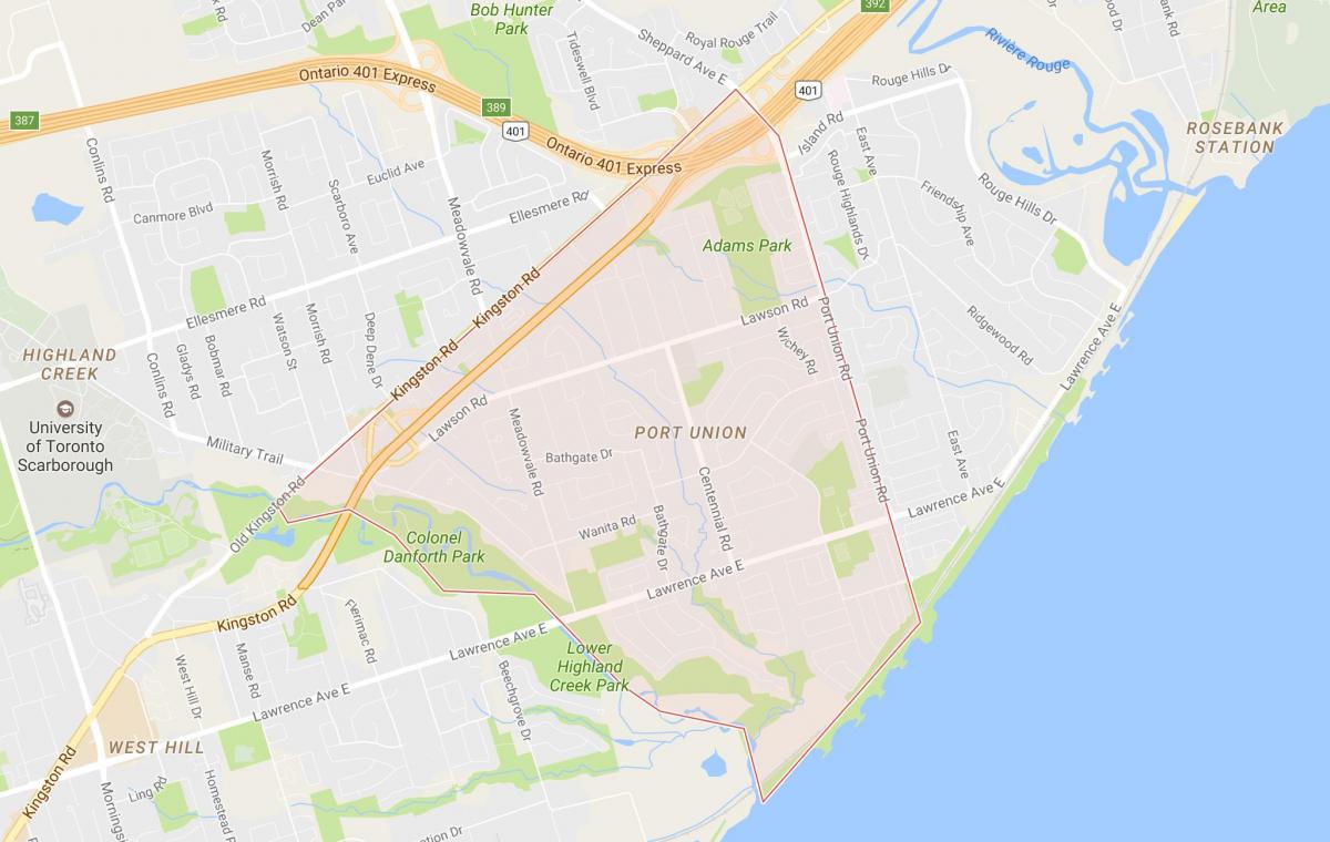 Mapa port Europejską dzielnicy Toronto