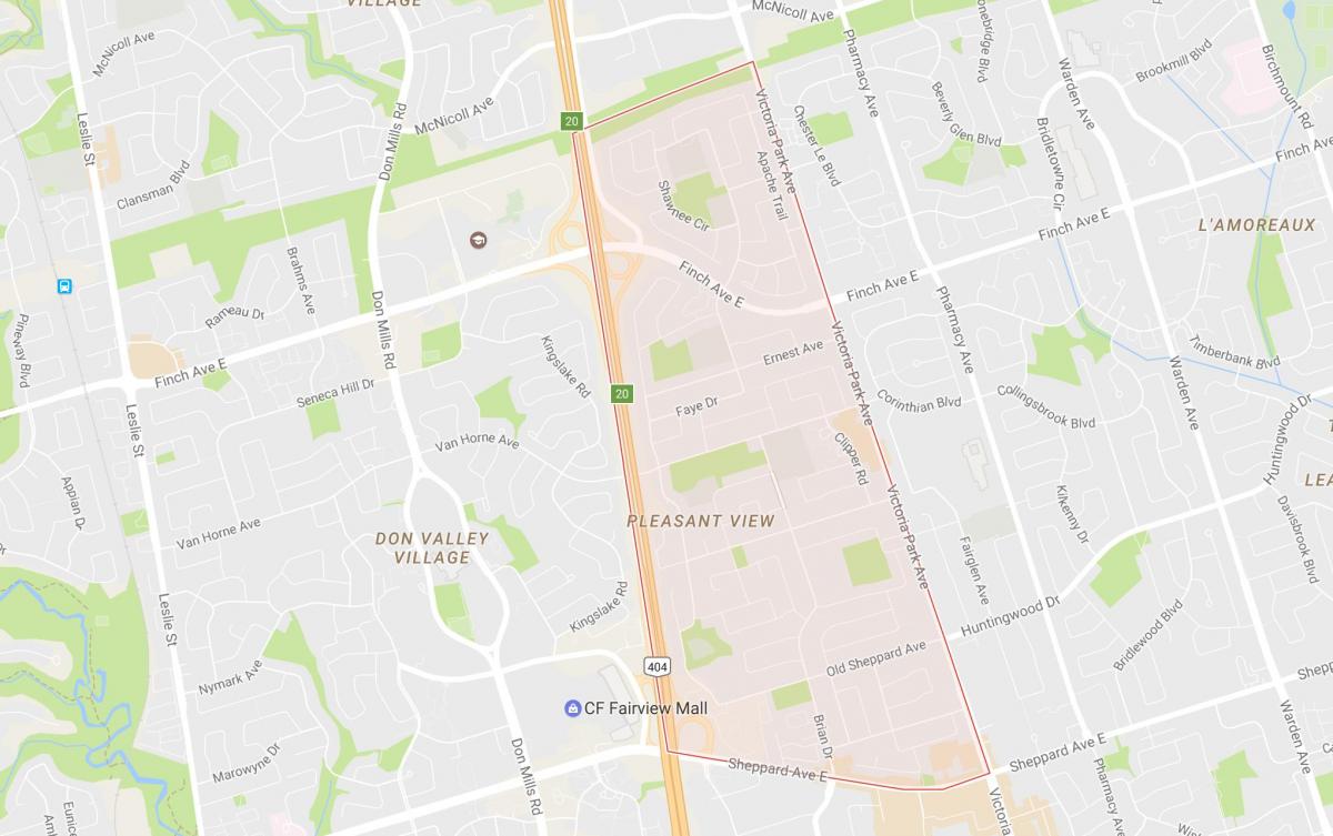 Mapa przyjemnym widokiem na okolicę Toronto