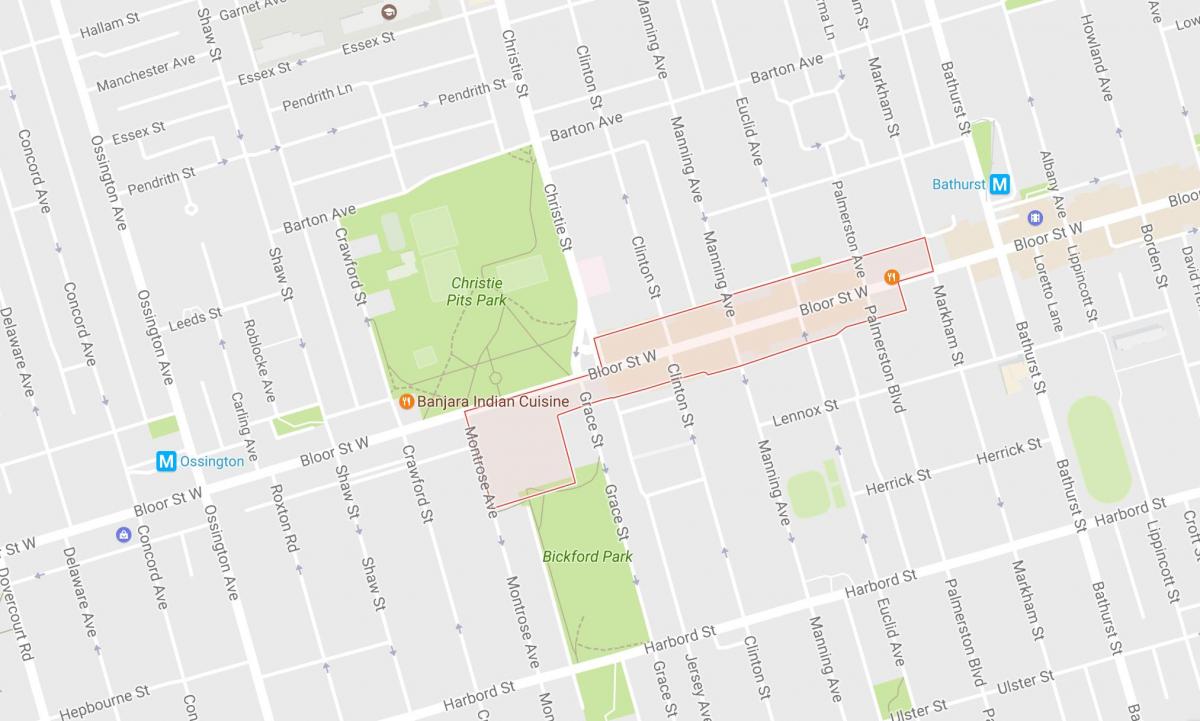 Mapa Кореатаун dzielnicy Toronto