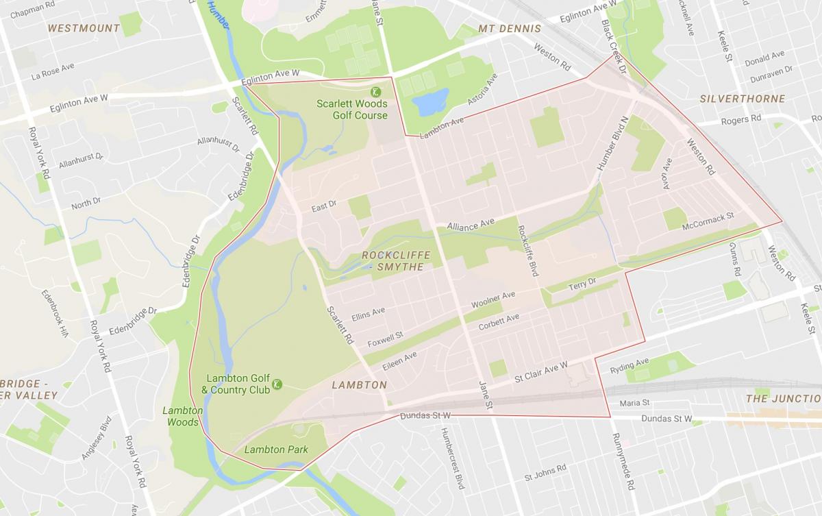 Mapa Рокклифф–Smith dzielnicy Toronto