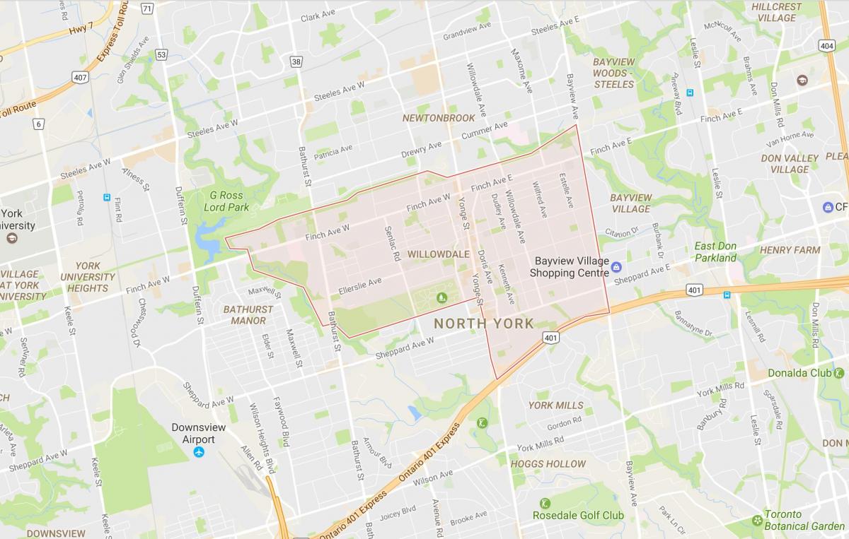 Mapa Уиллоудейл dzielnicy Toronto