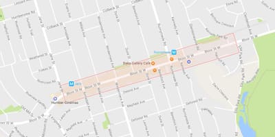 Mapa Блур West Village dzielnicy Toronto