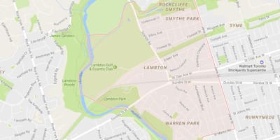 Mapa Ламбтон dzielnicy Toronto