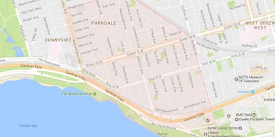 Mapa Паркдейл dzielnicy Toronto