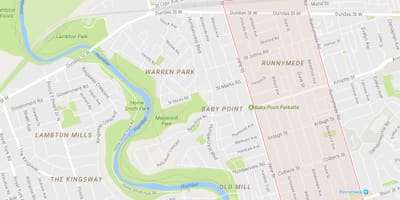 Mapa Раннимид dzielnicy Toronto