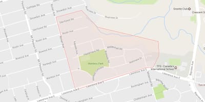 Mapa Уонлесс Park W Toronto
