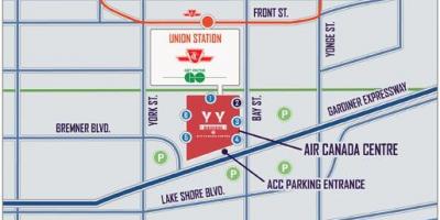 Mapa Air Canada Centre parking - acc