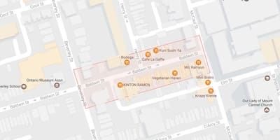 Mapa Baldwin wsi dzielnicy Toronto