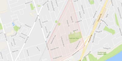 Mapa Brzoza skały wysokości okolicy Toronto