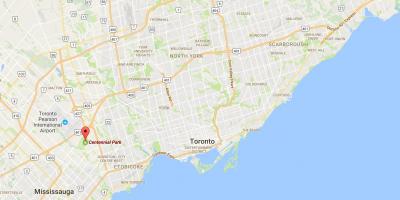 Mapa centennial Park dzielnica Toronto