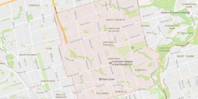 Mapa okolic dzielnicy midtown na manhattanie Toronto